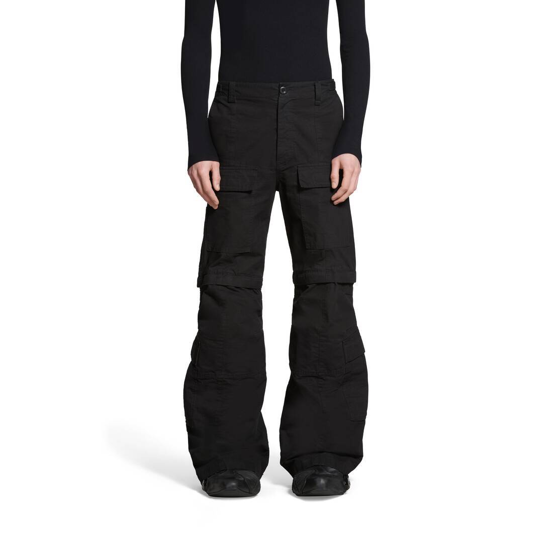 Shop Balenciaga Flared Cargo Pants In Black