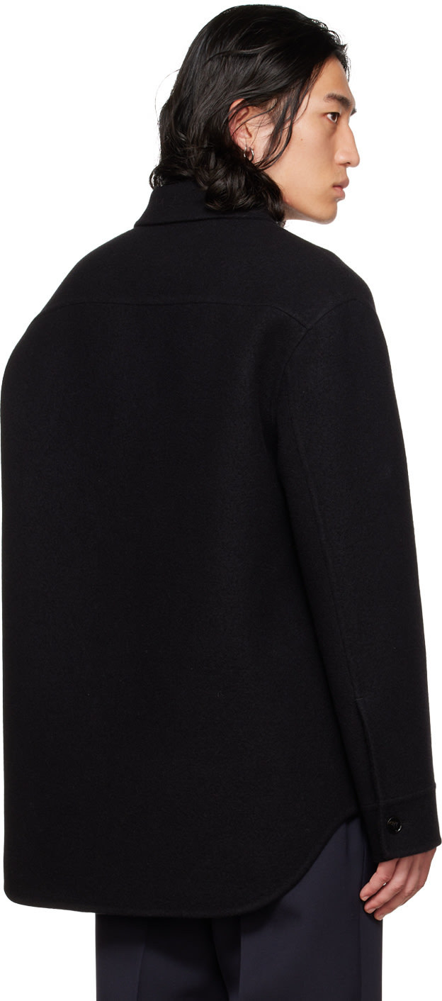 Jil Sander Black Shirt-jacket With Logo In Black