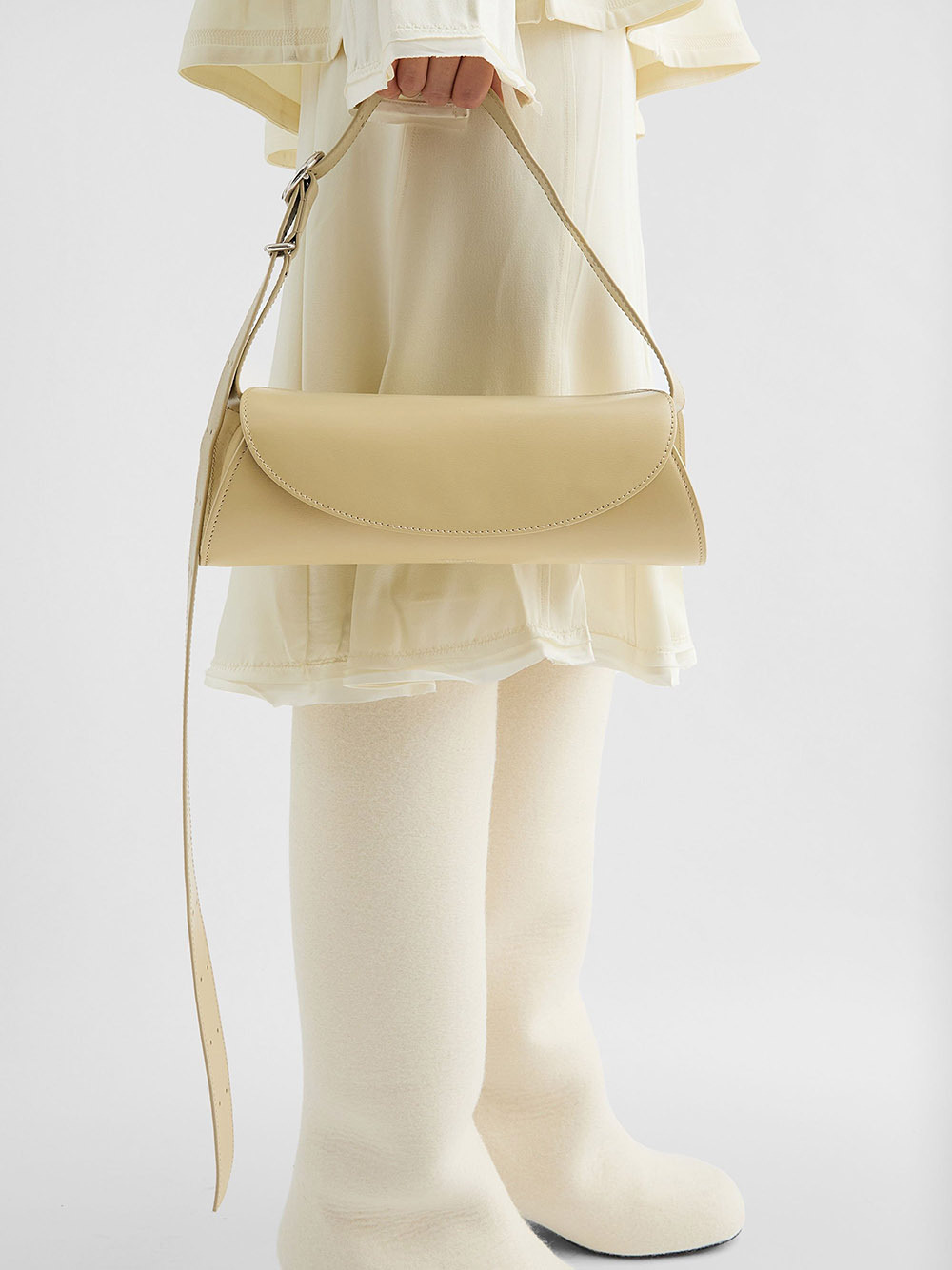Jil Sander Small Shoulder Bag With Adjustable Strap And Buckle Detail In Green