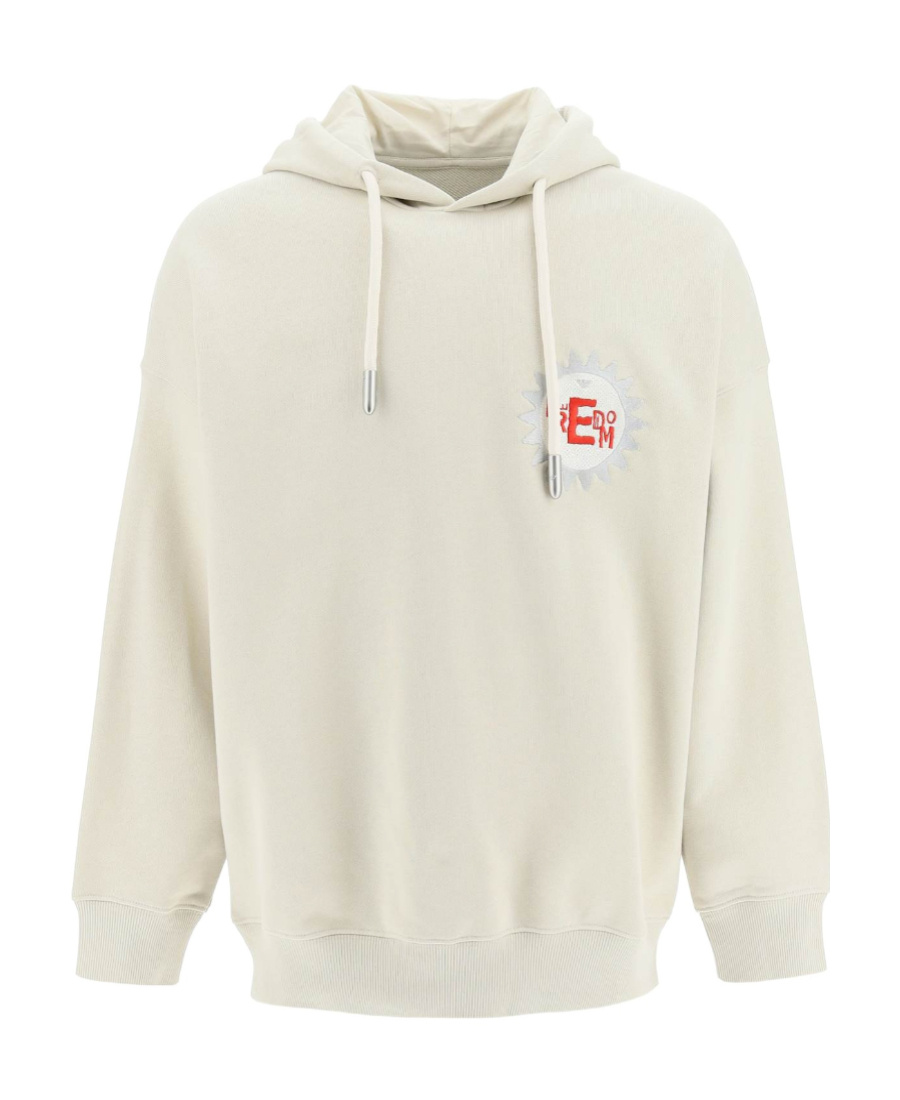Emporio Armani 'freedom' Hoodie In White