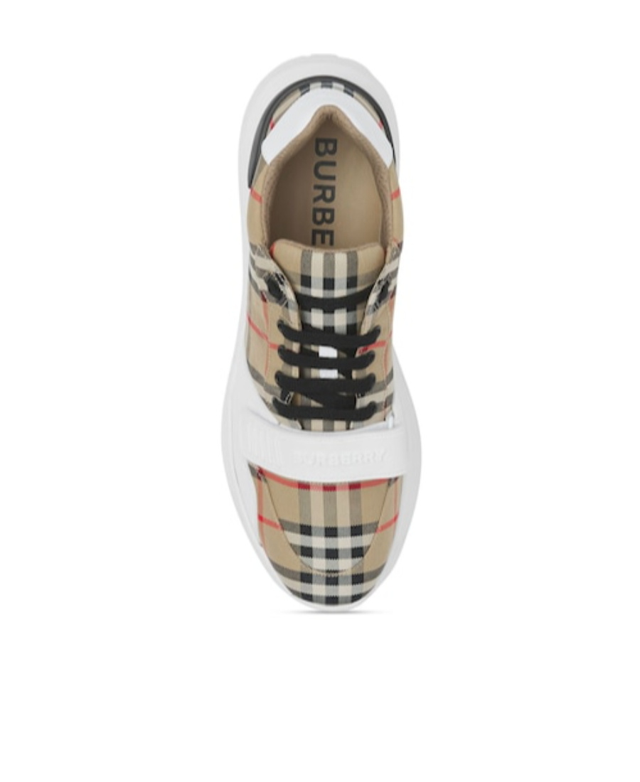 Burberry Vintage Check-pattern Touch-strap Sneakers In Brown