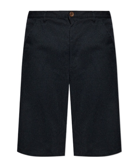 Comme Des Garçons Black Crumpled Bermuda Shorts In Black