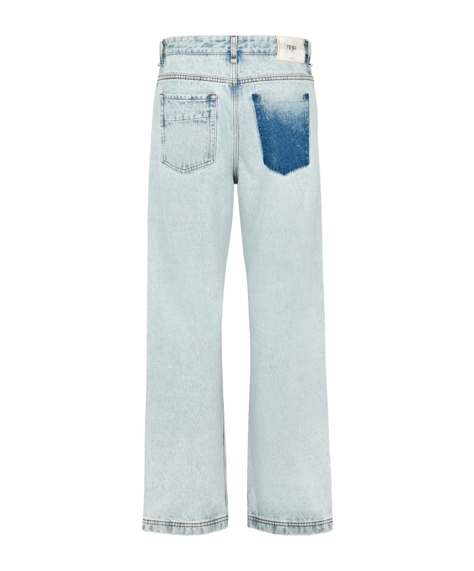 FENDI FENDI LOGO PATCH STRAIGHT-LEG JEANS