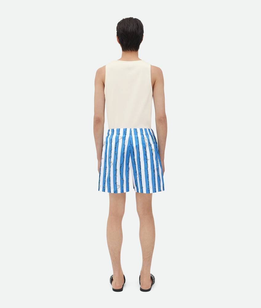 Bottega Veneta Multicolor Printed Poplin Bermuda Shorts In Blue