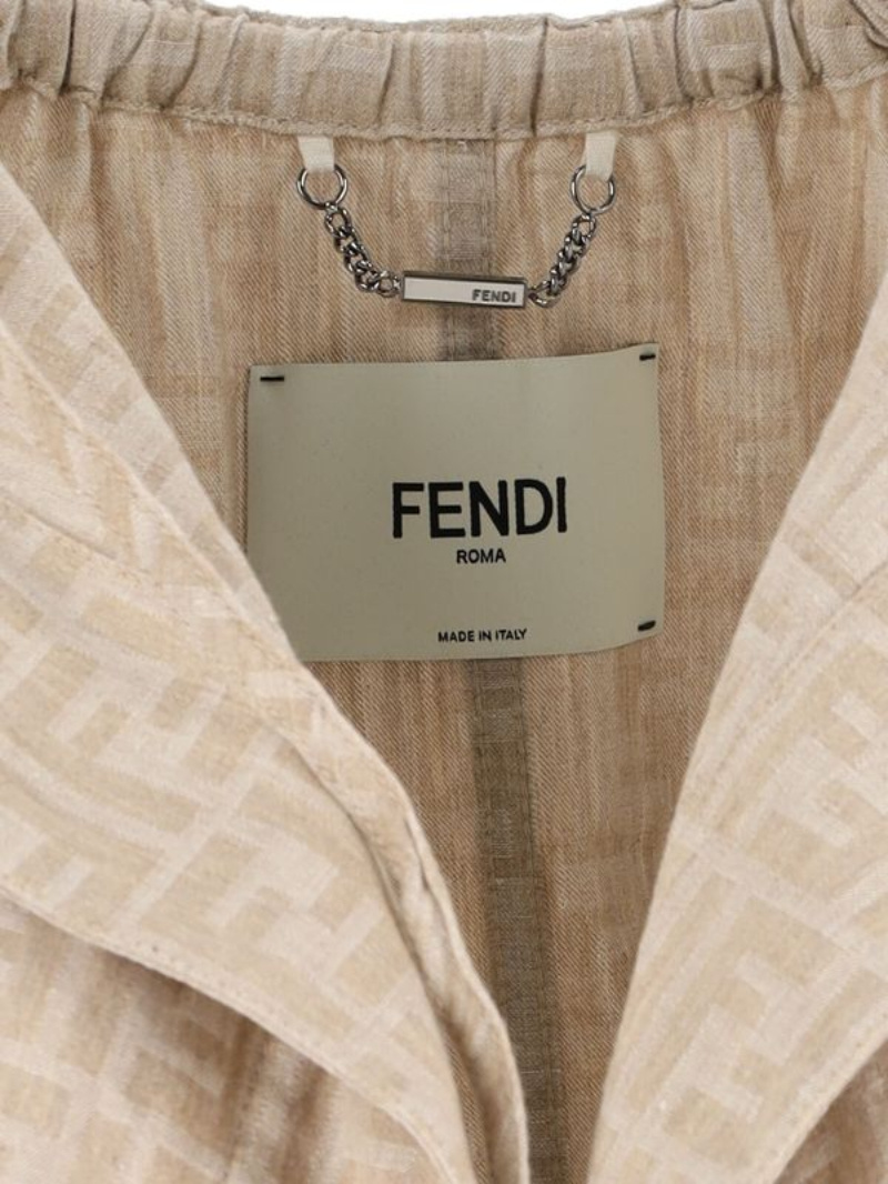 Fendi Ff-pattern Drawstring Jacket In Neutral