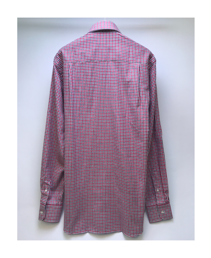 Shop Paul & Shark Lapel Plaid Long-sleeved Shirt In Red