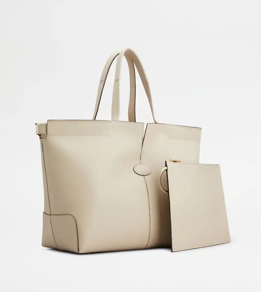 Tod's Logo Debossed Medium Tote Bag In White