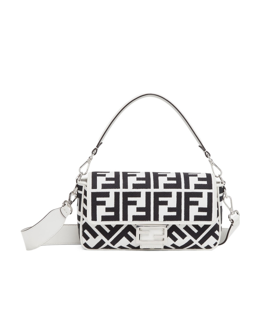Fendi Luxurious Lamb Leather Crossbody Handbag In Argentopal For Women In White