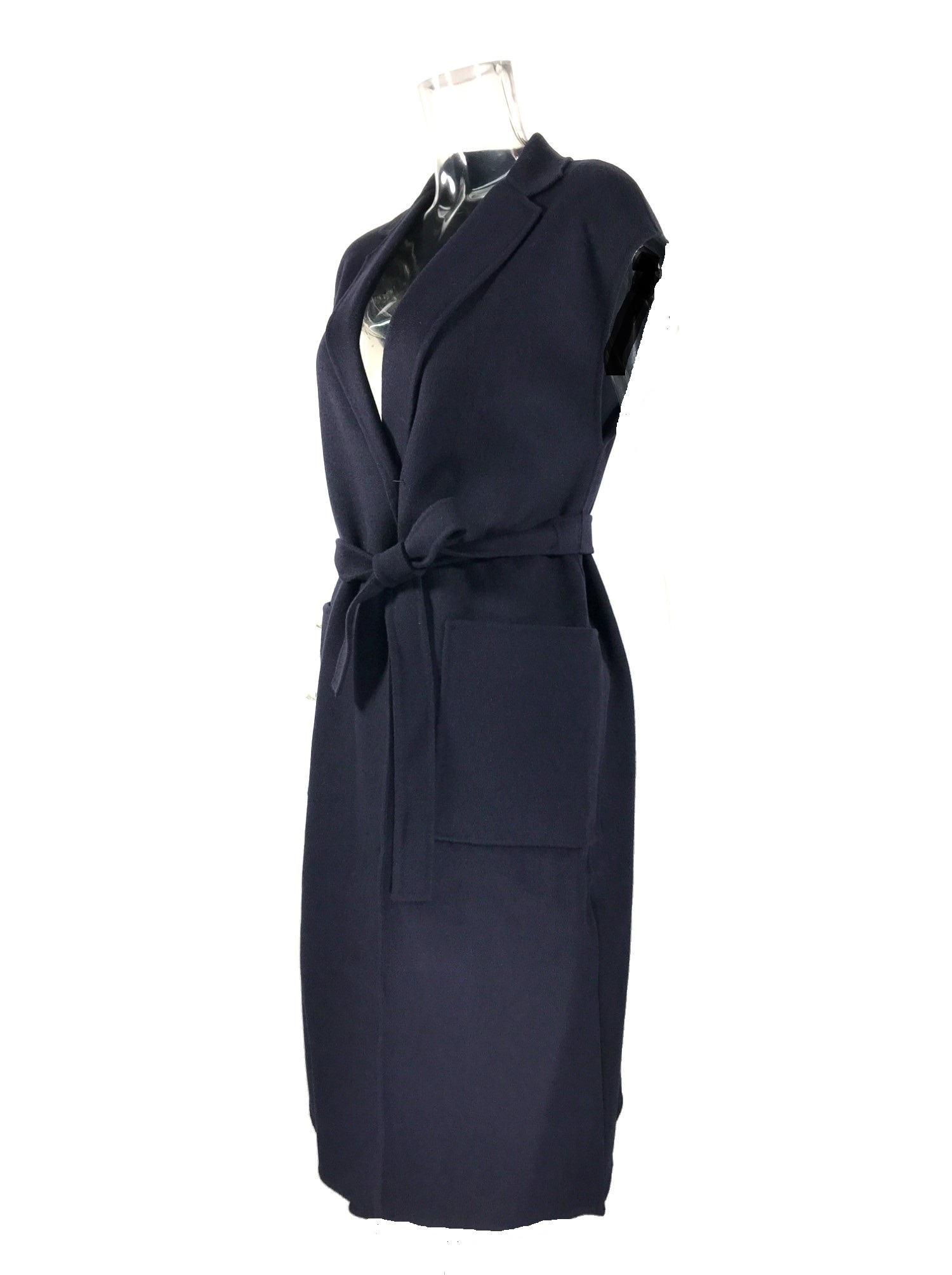 Max Mara Waist-laced Coat In Black