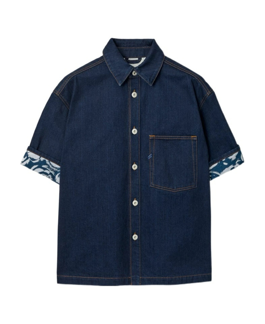 Shop Burberry Heavyweight Logo-patch Denim Shirt In Blue