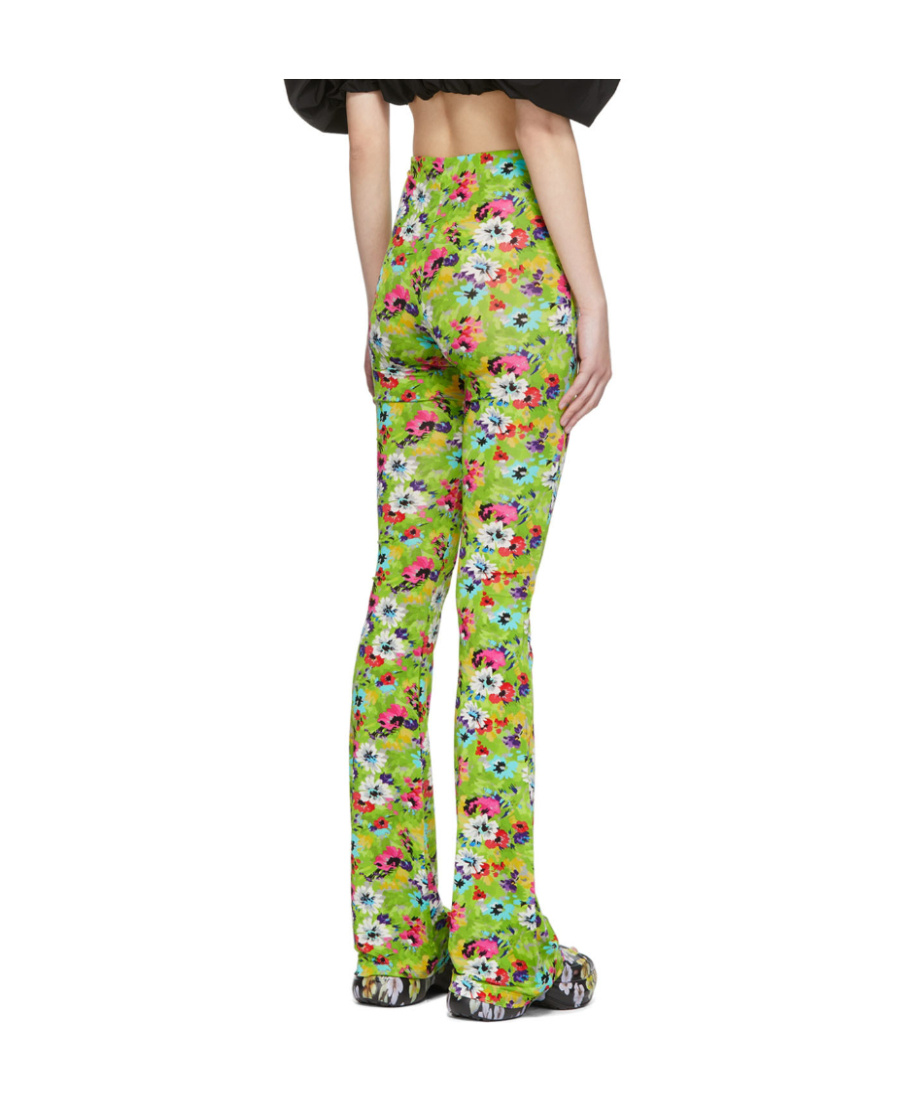 Msgm Floral Pattern Palazzo Trousers In Green