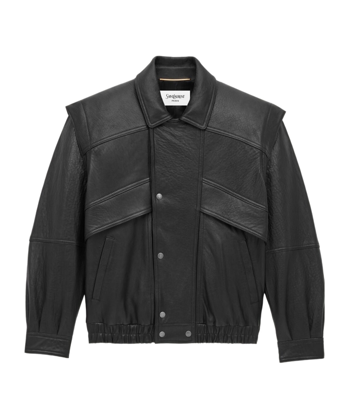 Saint Laurent Bomber Jacket In Bubbled Lambskin In Black