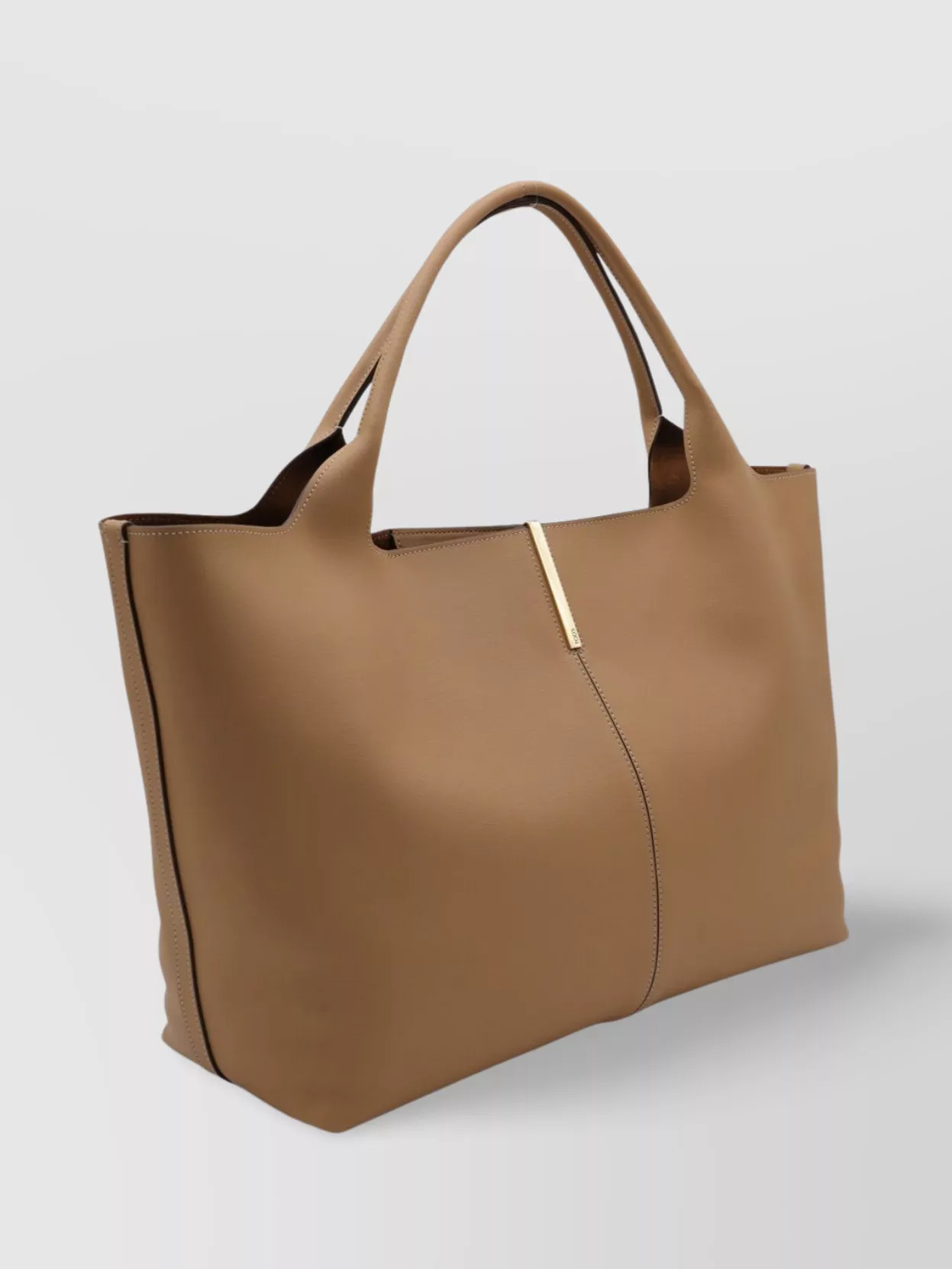 Tod's Stitched Top Handles Gold-tone Hardware In Brown