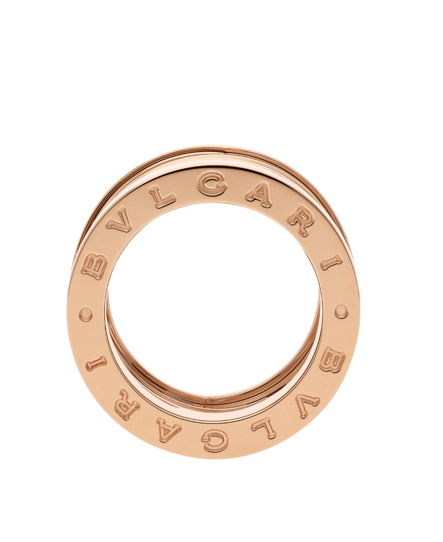 Bvlgari Rose Gold And Diamond B. Zero1 One-band Ring In Yellow