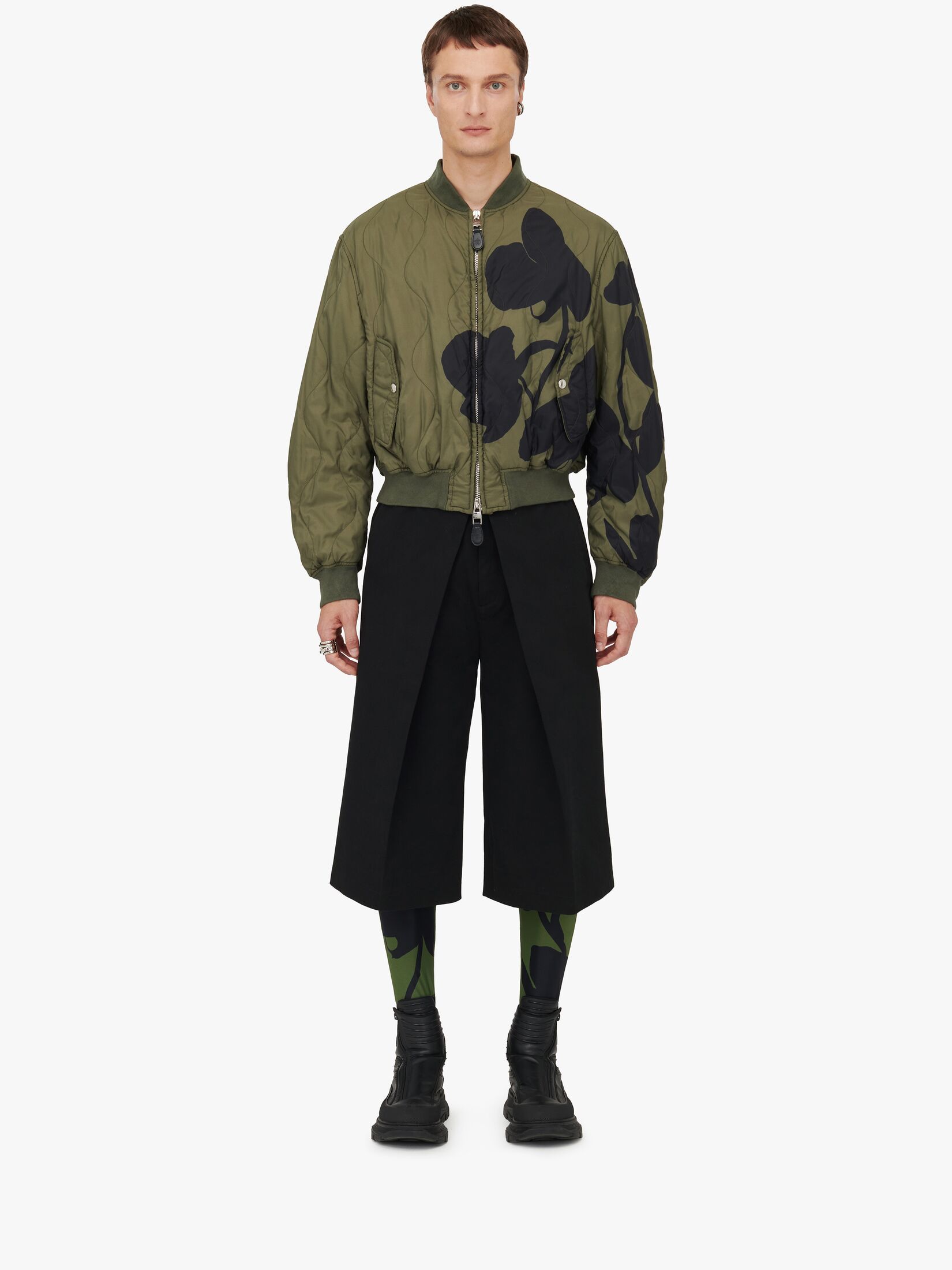 Alexander Mcqueen Orchid Quilted Bomber Jacket In Brown
