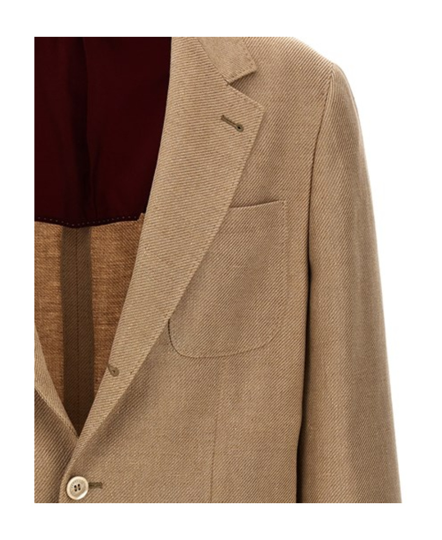 Brunello Cucinelli Linen Blend Single-breasted Blazer In Brown