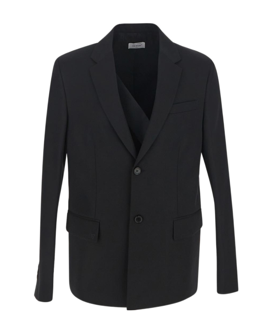 Off-white Strap Relax Black Virgin Wool Jacket In Black