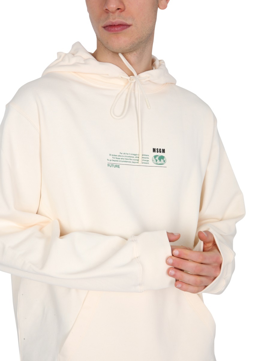 Msgm Fantastic Green Sweatshirt In White
