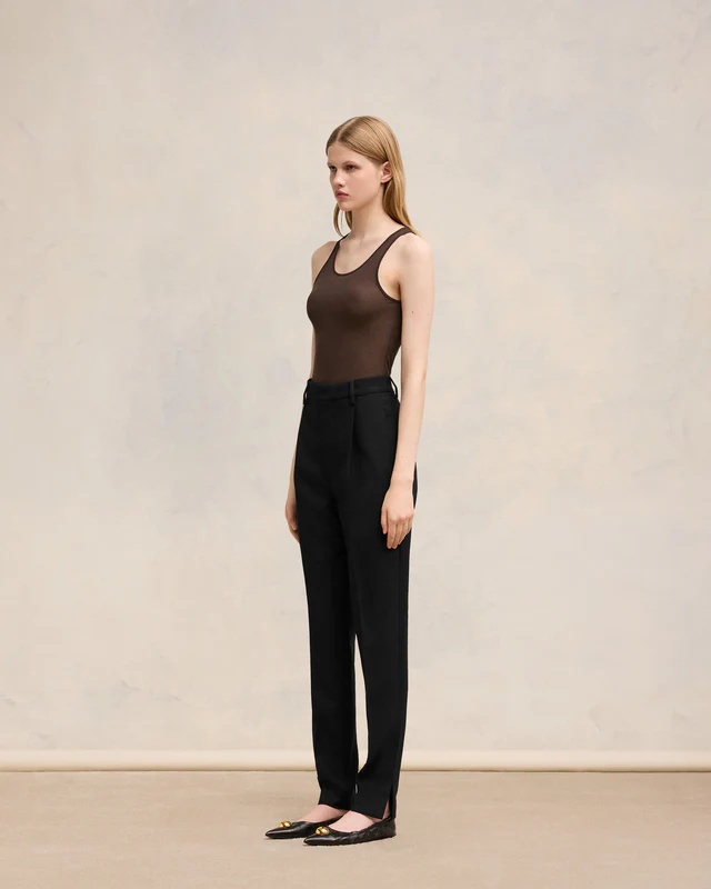 Ami Alexandre Mattiussi Pleated Zipper Casual Pants In White