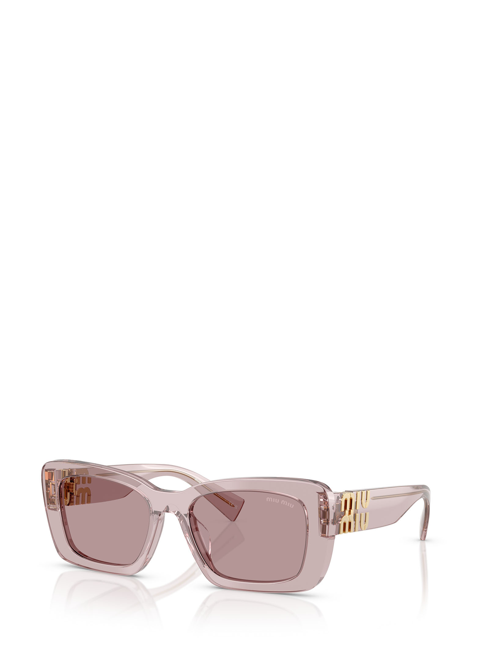 Miu Miu Mu 07ys Logo Acetate Rectangle Sunglasses In Nude