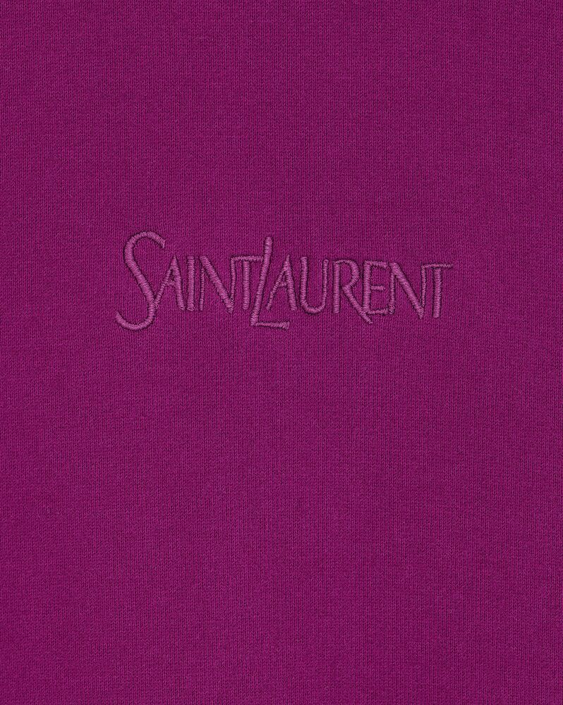 Saint Laurent Logo Embroidered Long-sleeved Hoodie In Purple