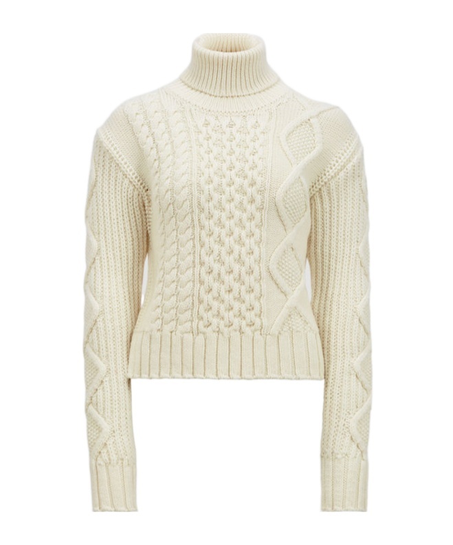 Moncler White Turtleneck Knitting Sweater In Virgin Wool Woman In White