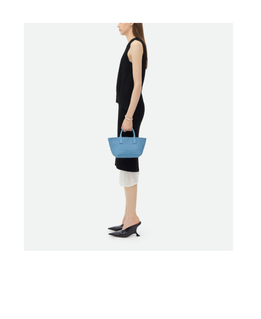 Bottega Veneta Cabat Mini Intrecciato Leather Tote In Blue