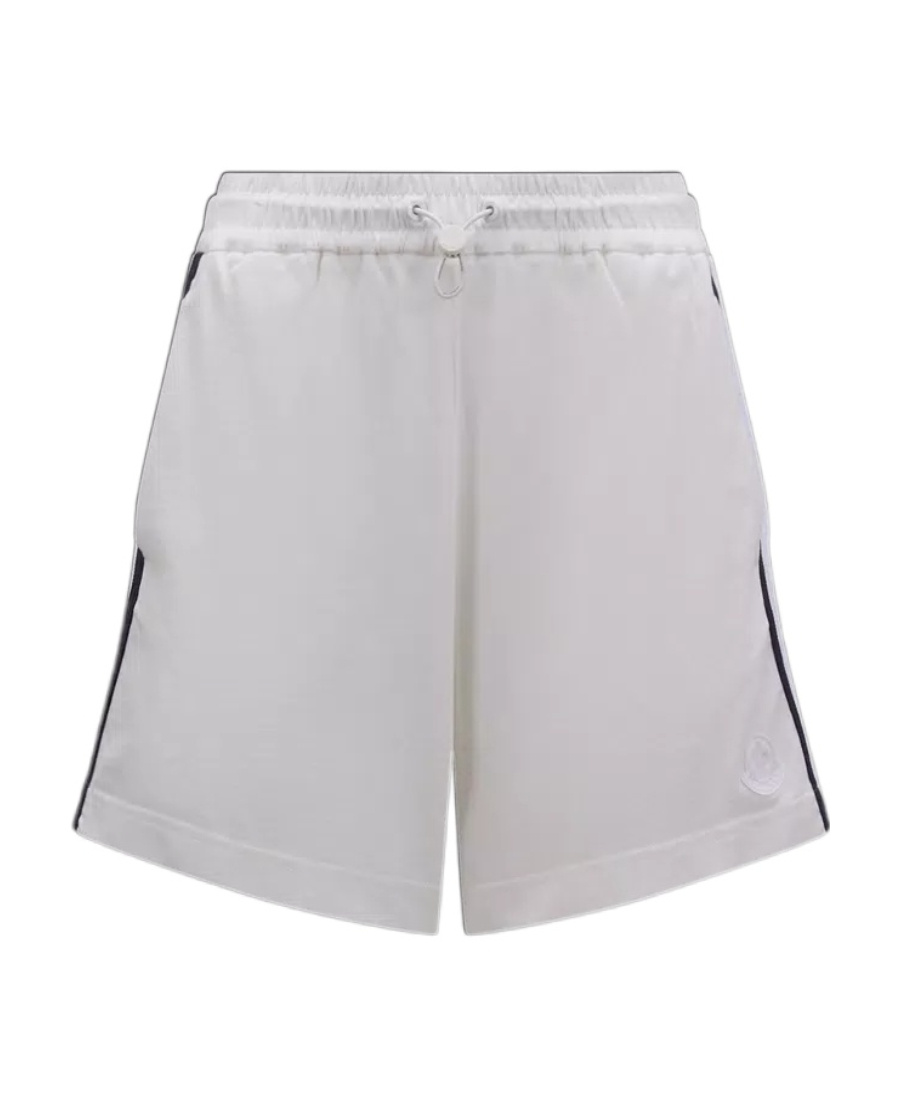 Moncler Stripe-detail Cotton Short Shorts In White