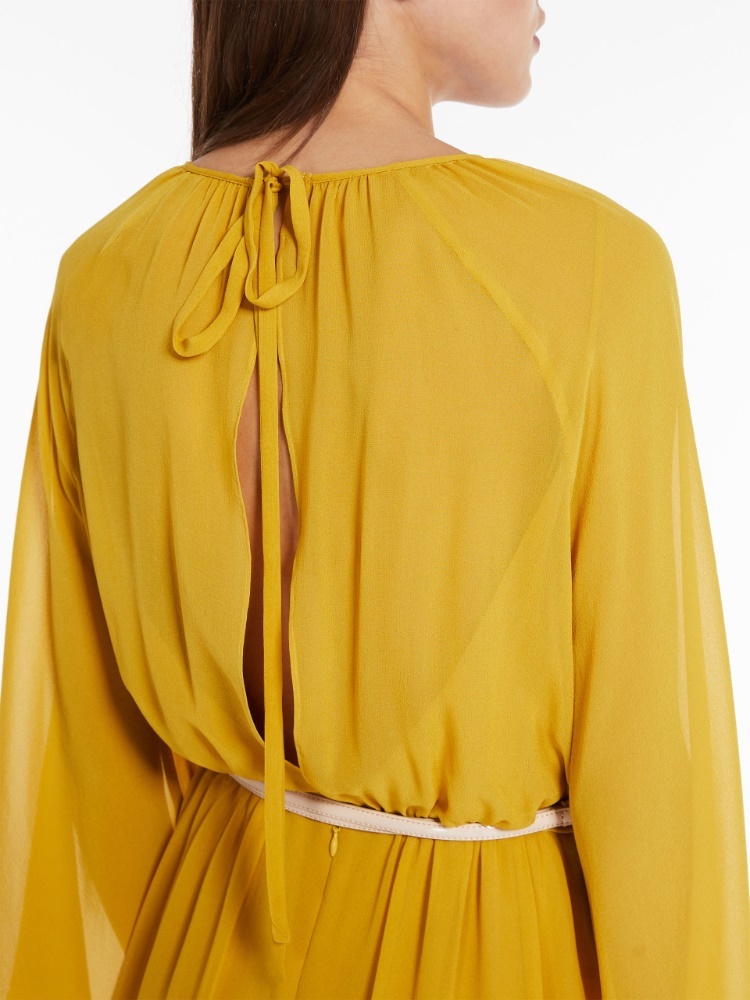 Max Mara Silk Georgette Dress In Yellow