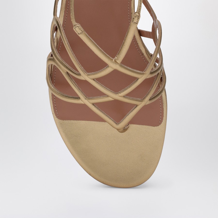 Aquazzura Strappy Metallic Leather Flat Sandals