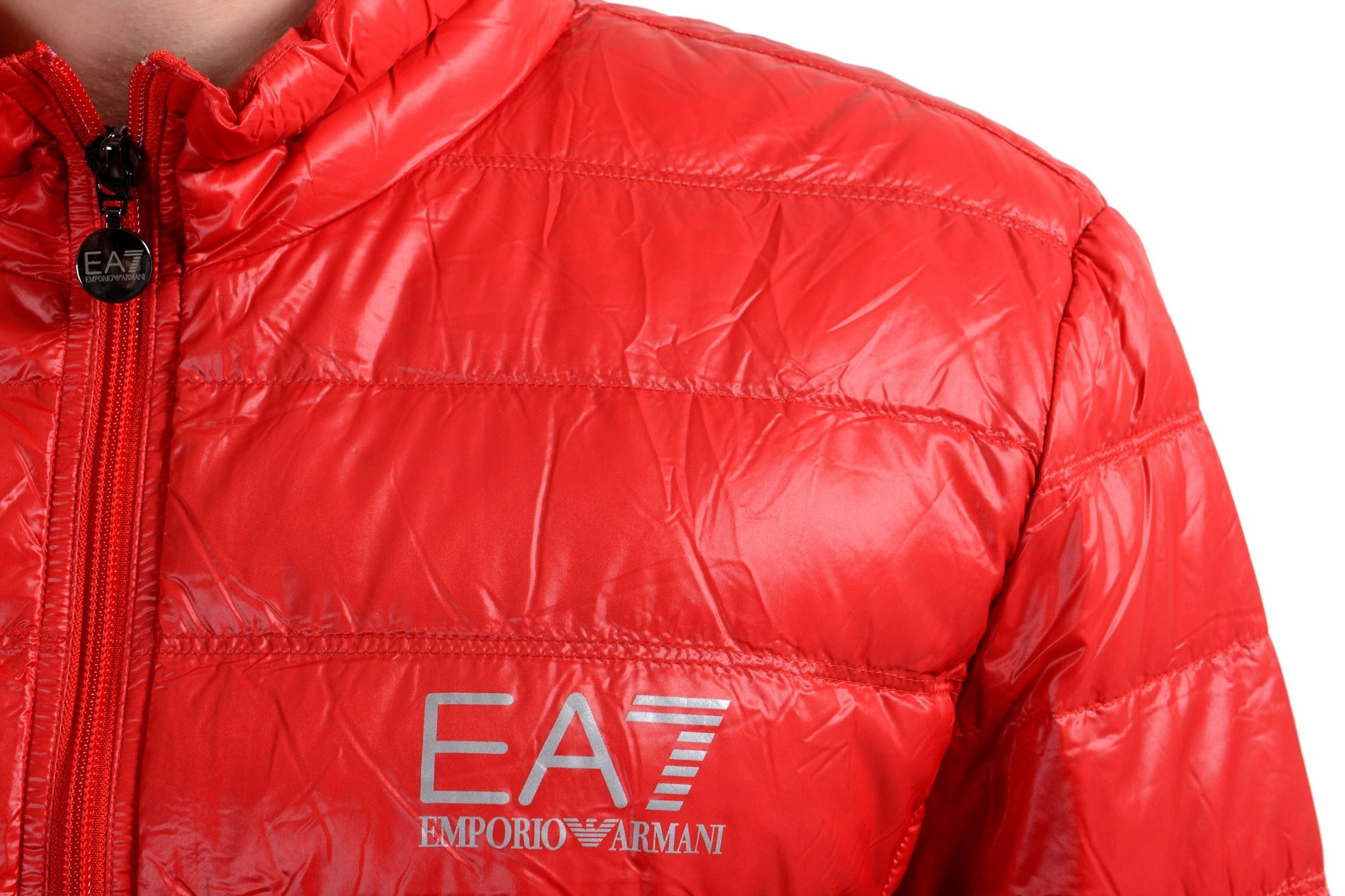 Ea7 Zipper Down Jacket In Red