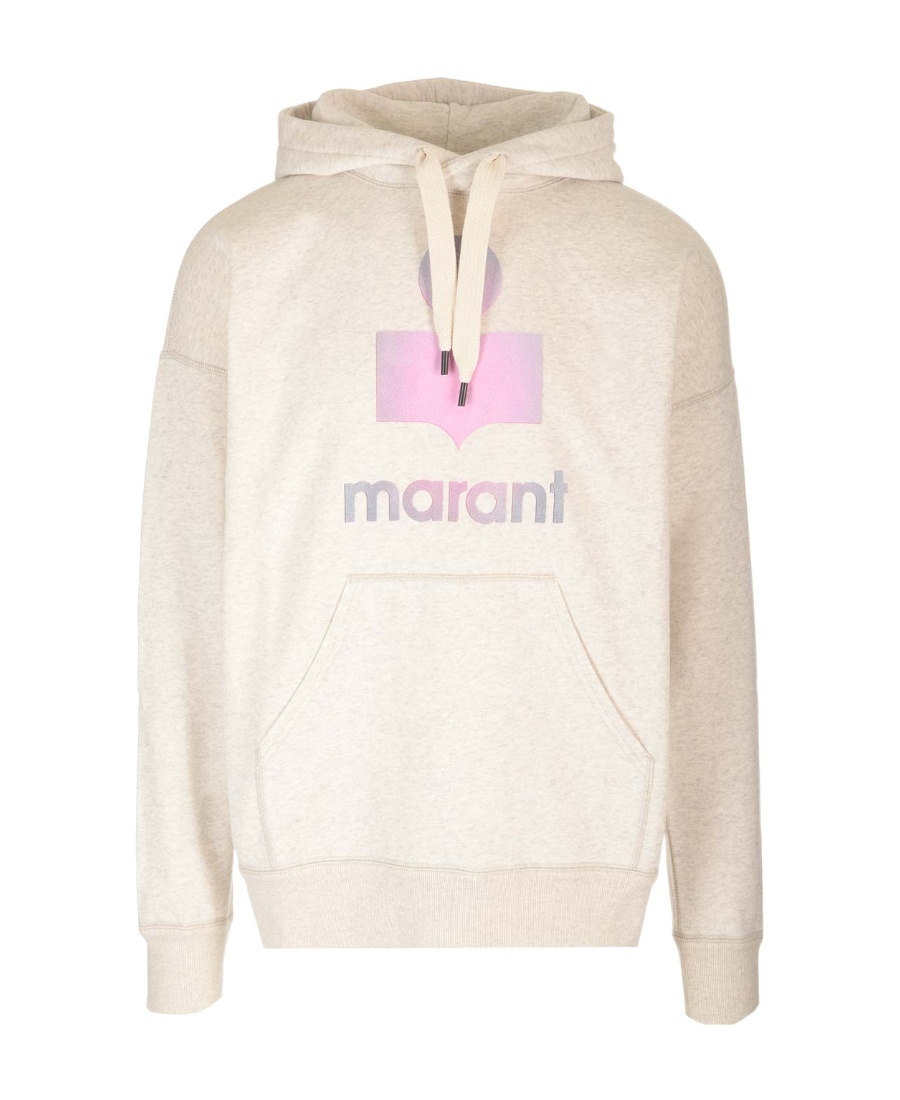 Isabel Marant Logo Printed Drawstring Hoodie In White