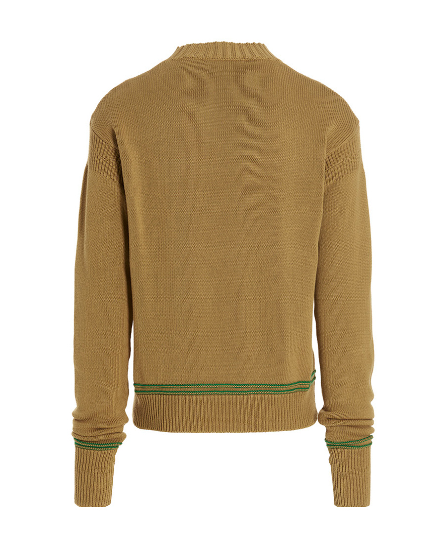 Shop Marni Dark Yellow Cotton-knit Sweater With Inlaid Logo In Green
