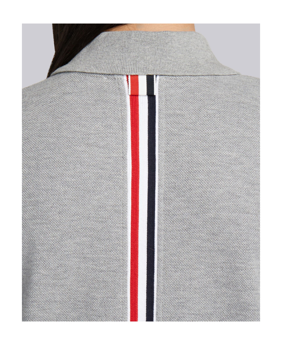 Thom Browne Striped Cotton Pique Polo Dress In Gray