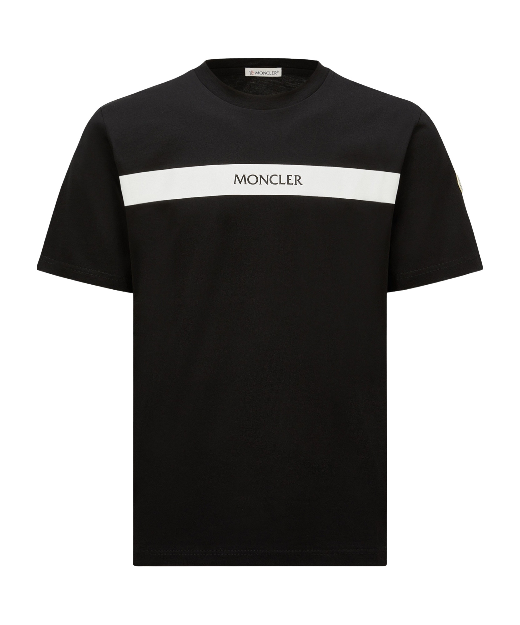 Moncler Men's Cotton T-shirt With Rubberised Logo In Black