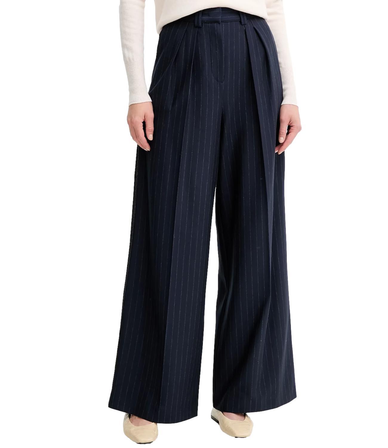 Max Mara Striped Casual Pants In Blue