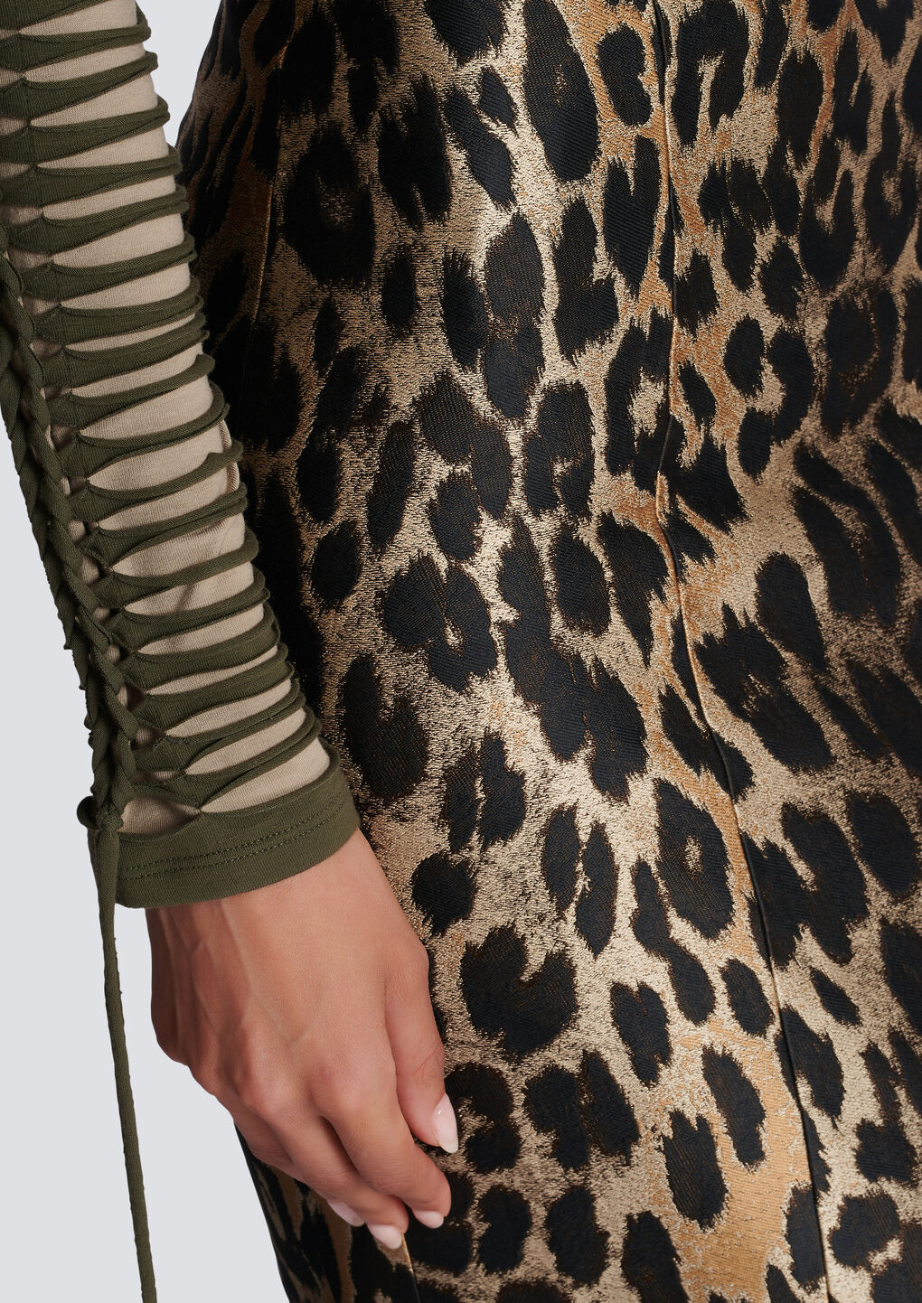 Balmain Animal Patterned Pencil Skirt In Black