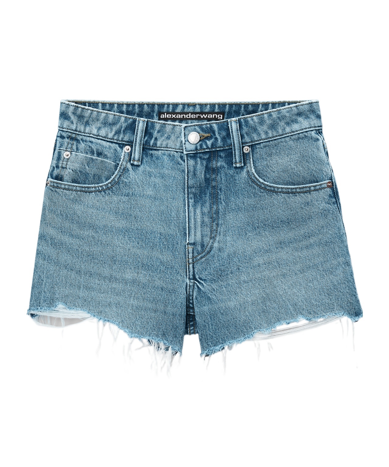 Alexander Wang Denim Hotfix Distressed Shorts In Blue