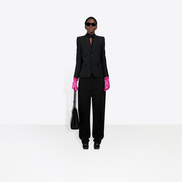 Balenciaga Padded Shoulder Blazer In Black