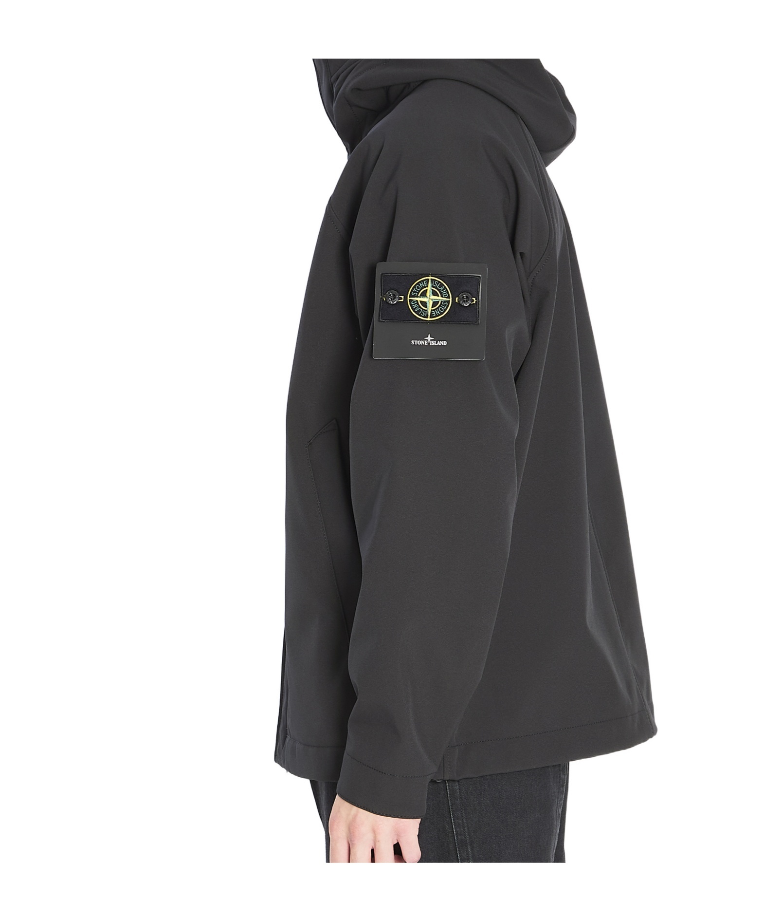Stone Island Parka With Drawstring Hem And Hood In Black