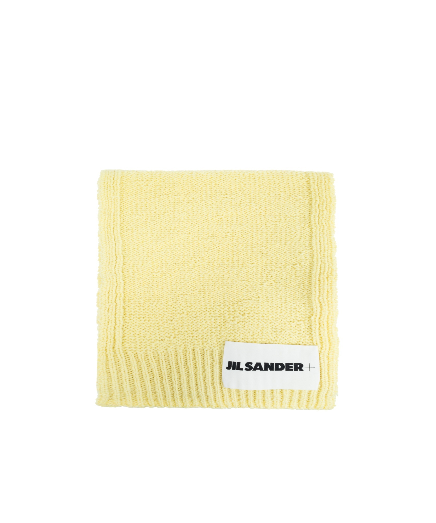 Jil Sander Logo Patch Wool Scarf In Yellow