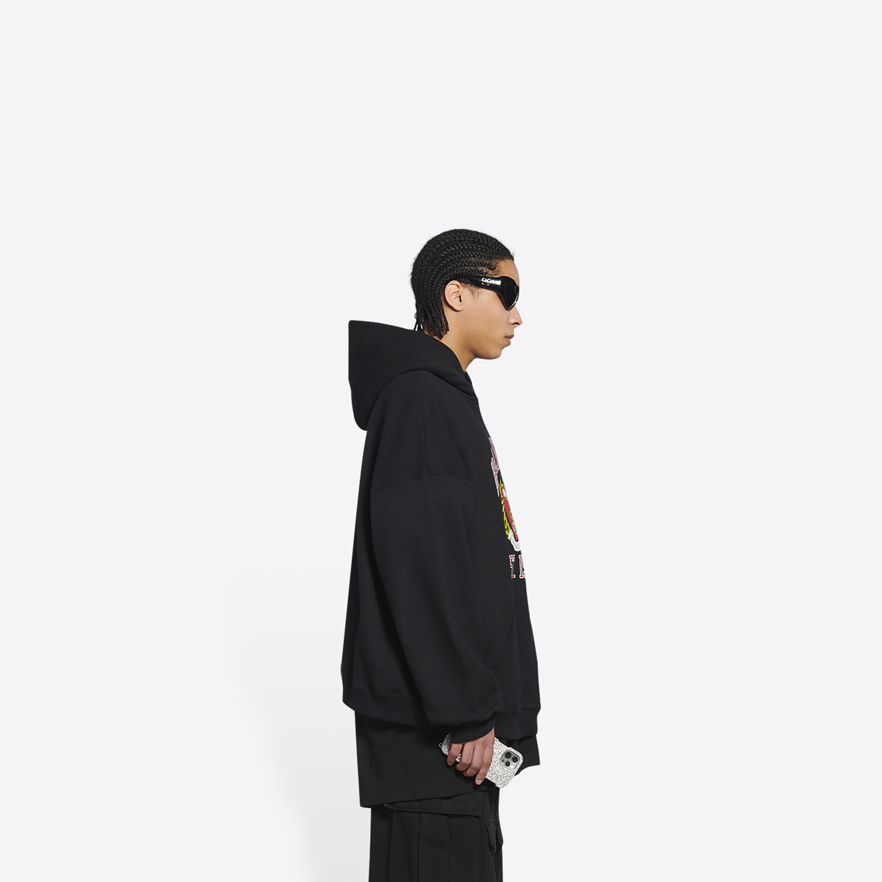 Balenciaga Logo-print Hoodie In Black