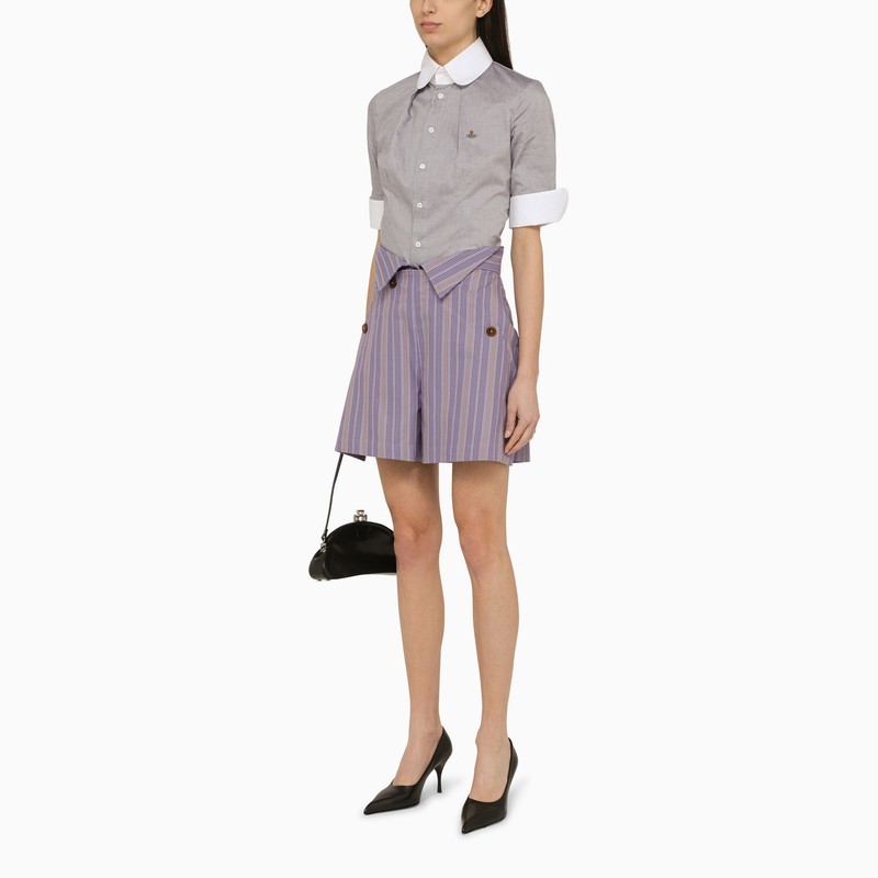 Vivienne Westwood Short W Cj Lilac Striped Cotton Women In Purple