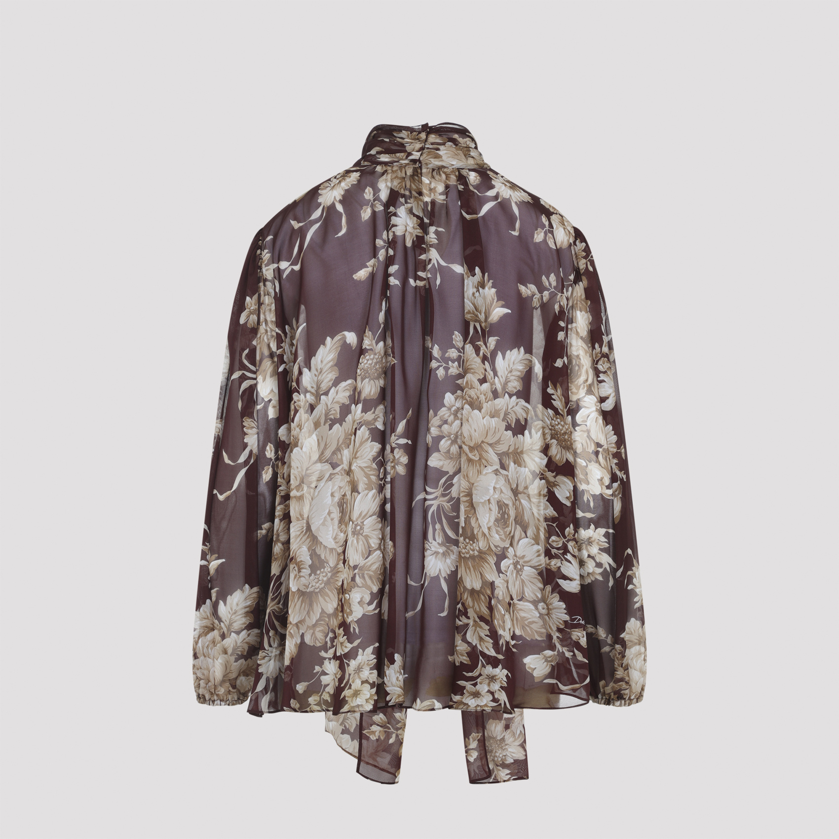 Dolce & Gabbana Silk Blouse With Floral Print In Brown