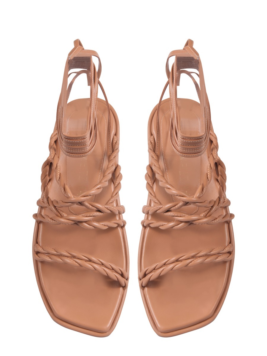 Stuart Weitzman Braided-strap Leather Sandals In Nude