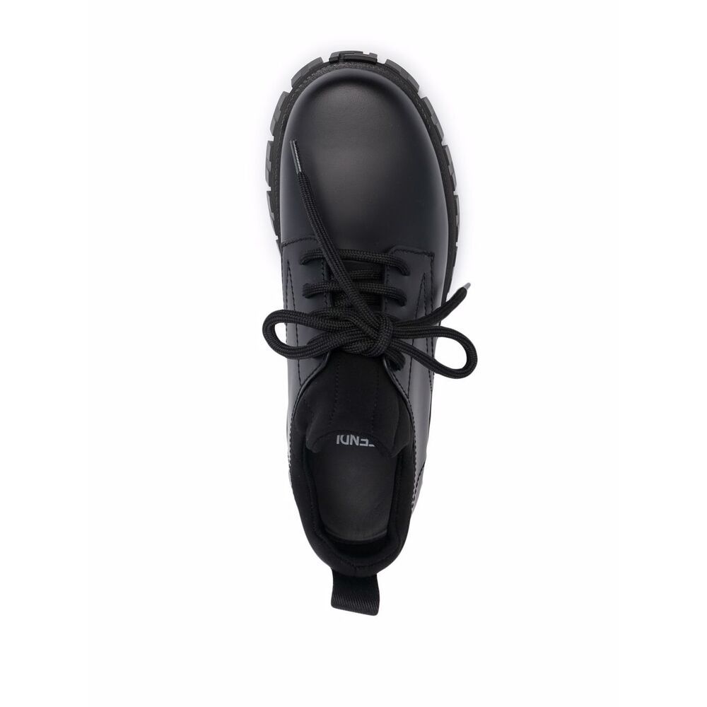 Fendi Force Lugged Plain Toe Oxford Shoes In Black