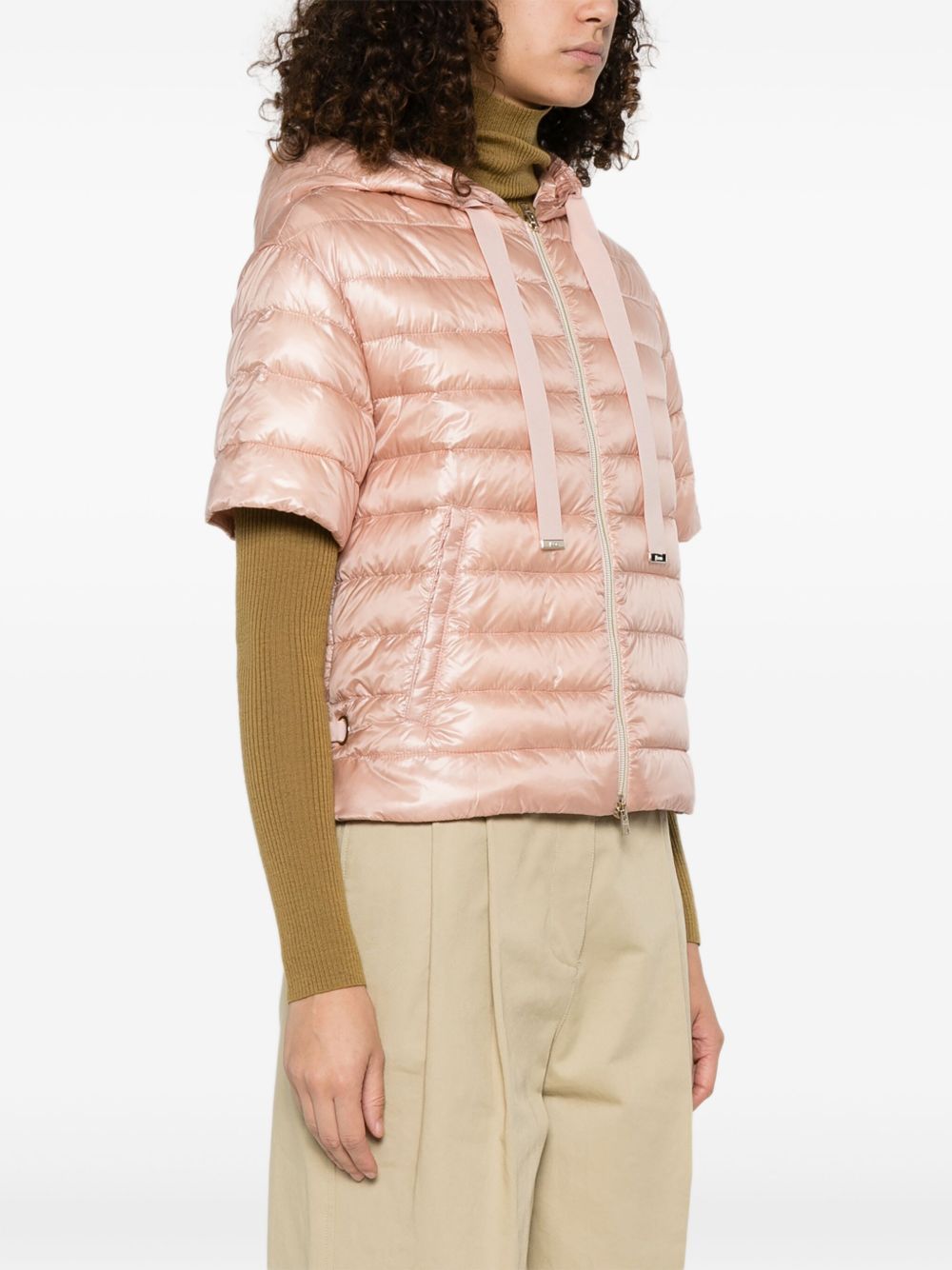 Herno Women Nylon Short Down Jacket In Pink