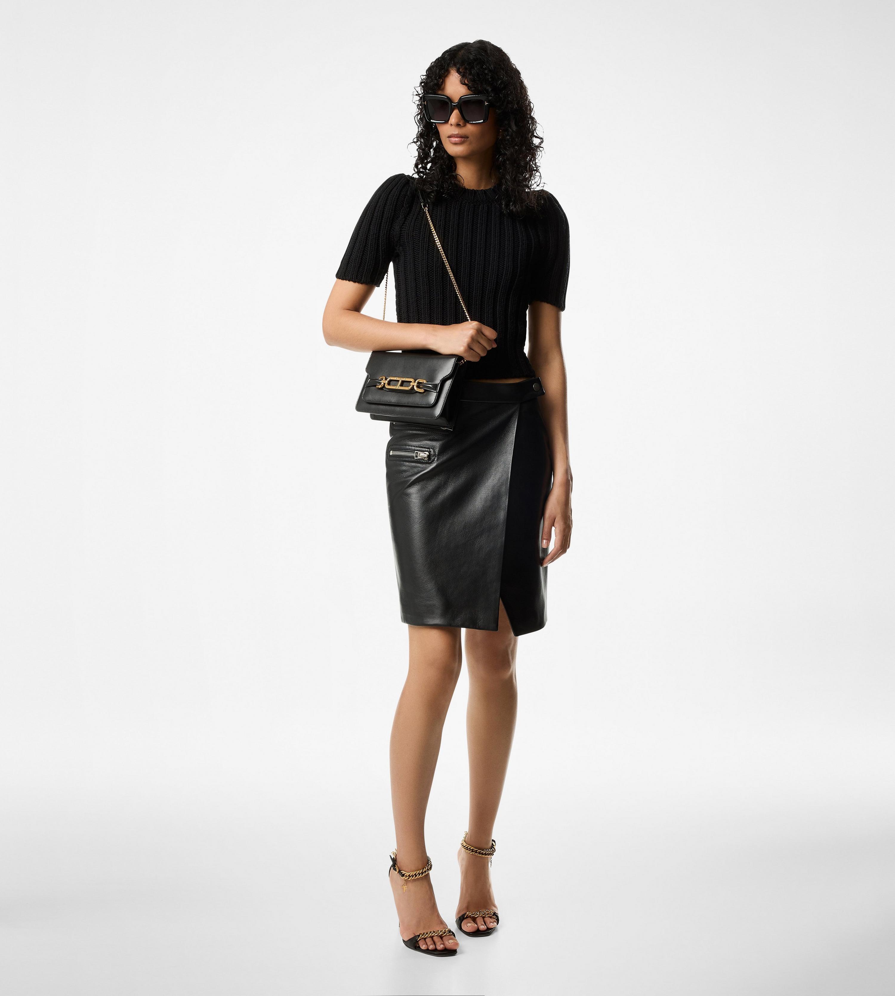 Tom Ford Mini Box Palmellato Shoulder Bag In Black