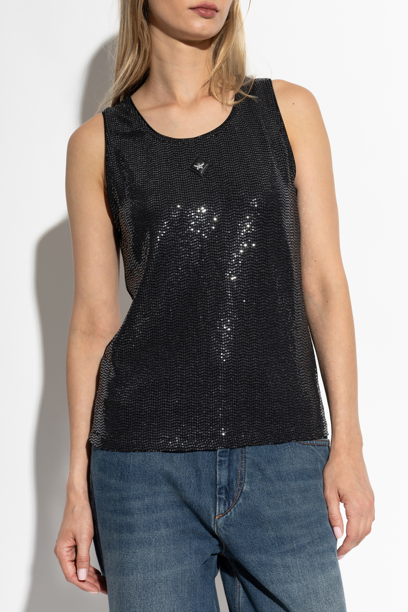 Shop Mcm Logo-patch Tank Top In Black