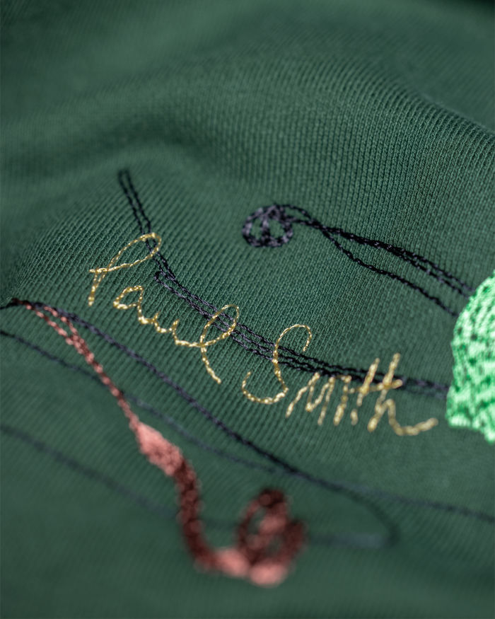 Paul Smith Embroidered Paint-splatter Cotton Hoodie In Green